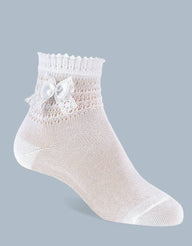 Girl's Semi-Sized Socks With Bow - Vera Rochi Boutique