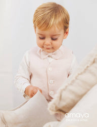 Plain Linen Baby Waistcoat - Vera Rochi Boutique