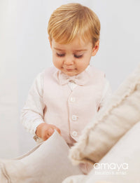 Plain Linen Baby Waistcoat - Vera Rochi Boutique