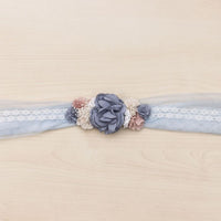 Tulle And Lace Sash/Headband With Sira Floral Ornament - Vera Rochi Boutique
