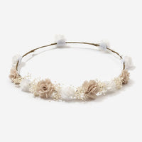 Irta Floral Wreath With Mini Roses And Gypsophila - Vera Rochi Boutique