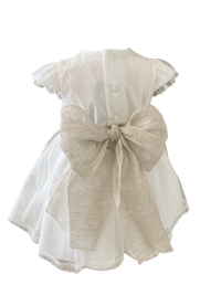 Plumeti Tulle And Linen Baptism Dress - Vera Rochi Boutique