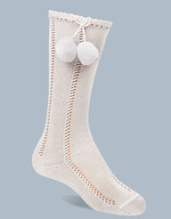 High Openwork Socks With Pompoms - Vera Rochi Boutique