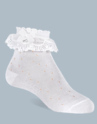 32626 SEMI-CHEDLED SOCKS WITH LACE AND BOW