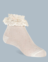 32626 SEMI-CHEDLED SOCKS WITH LACE AND BOW