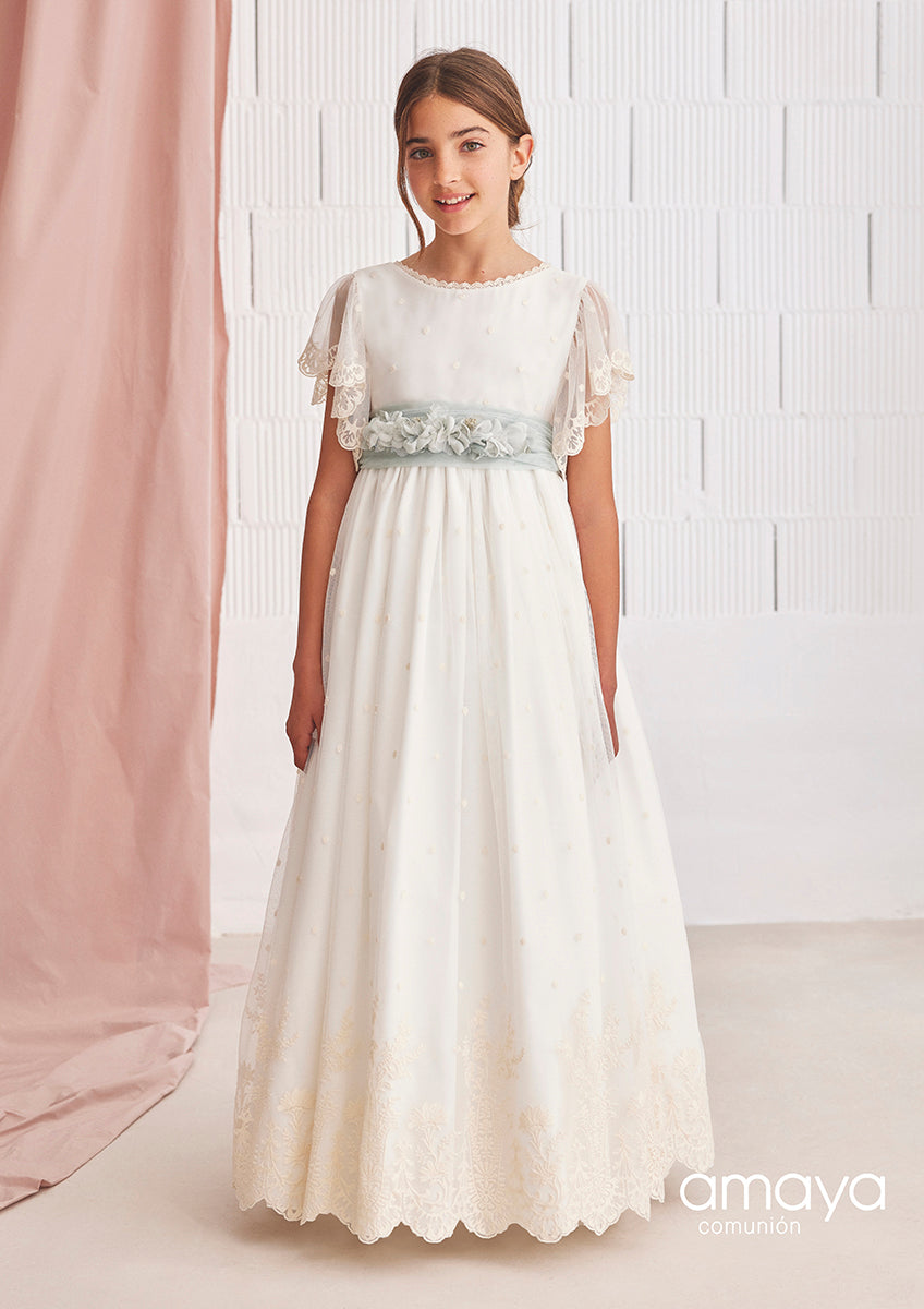 577013MD COMMUNION DRESS M/ELBOW IN TULLE