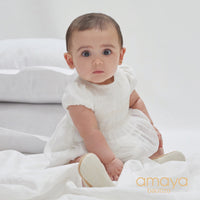 582033 BABY ROMPER IN EMBROIDERED ORGANZA