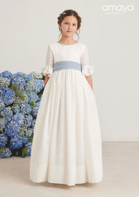 587002MD  COMMUNION DRESS ELBOW SLEEVE