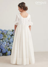 587002MD  COMMUNION DRESS ELBOW SLEEVE