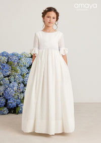 587002MD  COMMUNION DRESS ELBOW SLEEVE