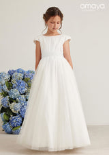 587012MC COMMUNION DRESS SHORT SLEEVE IN TULLE