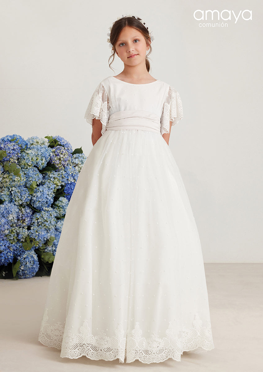 587016MD COMMUNION DRESS M/ELBOW IN TULLE