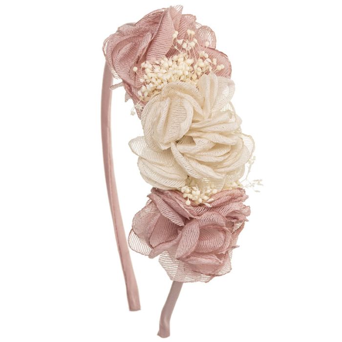 Headband With 3 Combined Tulle Flowers - Vera Rochi Boutique