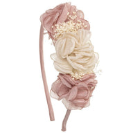 Headband With 3 Combined Tulle Flowers - Vera Rochi Boutique