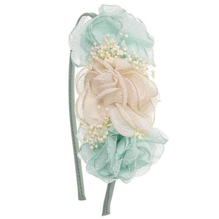 Headband With 3 Combined Tulle Flowers - Vera Rochi Boutique