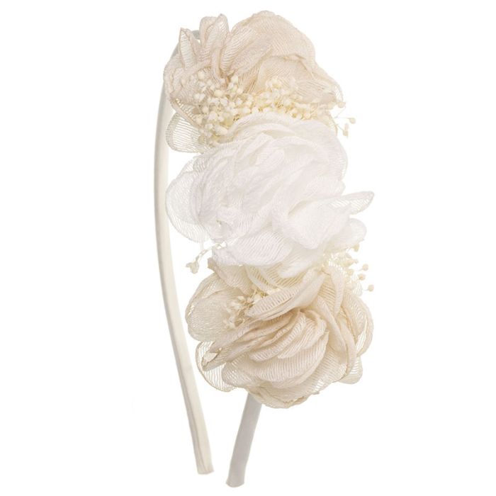 Headband With 3 Combined Tulle Flowers - Vera Rochi Boutique