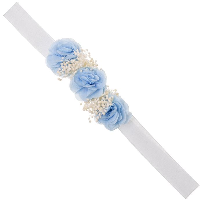 Muslin Baby Headband With 3 Chiffon Flowers And Gypsophila Flower 61 - Vera Rochi Boutique