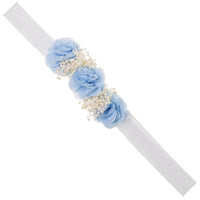 Muslin Baby Headband With 3 Chiffon Flowers And Gypsophila Flower 61 - Vera Rochi Boutique