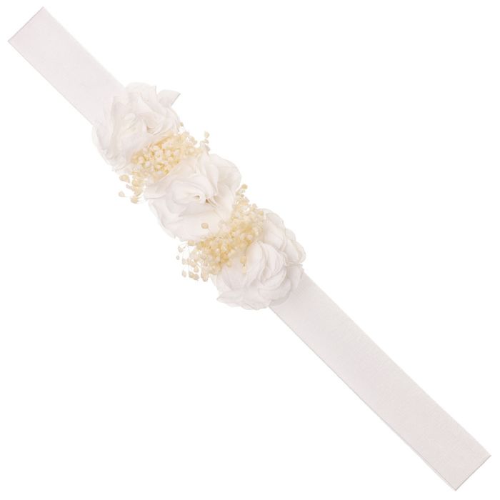 Muslin Baby Headband With 3 Chiffon Flowers And Gypsophila Flower 61 - Vera Rochi Boutique