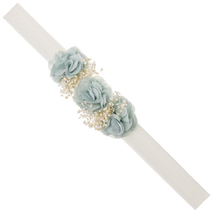 Muslin Baby Headband With 3 Chiffon Flowers And Gypsophila Flower 61 - Vera Rochi Boutique