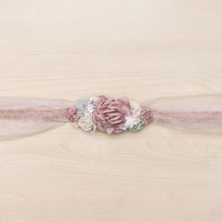 Tulle And Lace Sash/Headband With Sira Floral Ornament - Vera Rochi Boutique