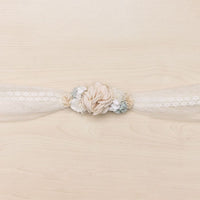 Tulle And Lace Sash/Headband With Sira Floral Ornament - Vera Rochi Boutique