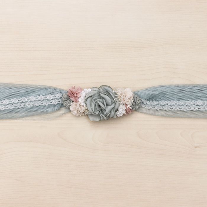 Tulle And Lace Sash/Headband With Sira Floral Ornament - Vera Rochi Boutique