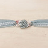 Tulle And Lace Sash/Headband With Sira Floral Ornament - Vera Rochi Boutique