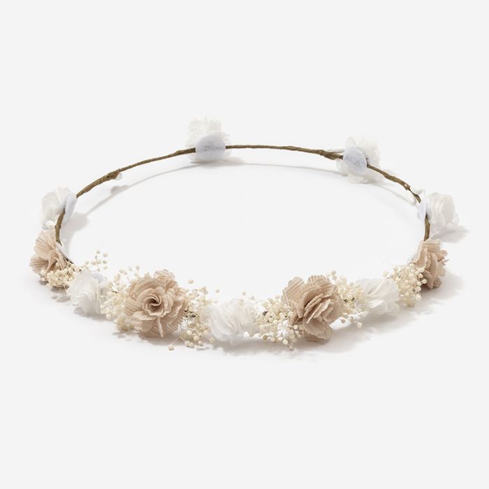Irta Floral Wreath With Mini Roses And Gypsophila - Vera Rochi Boutique