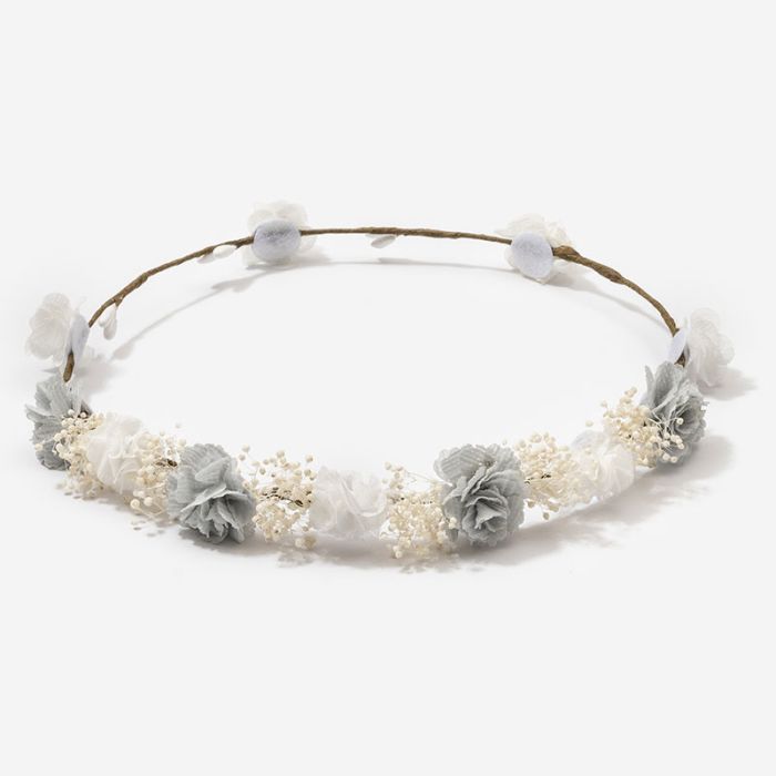 Irta Floral Wreath With Mini Roses And Gypsophila - Vera Rochi Boutique