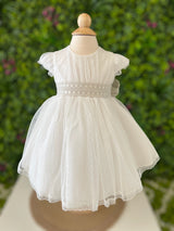 593015 BAPTISM DRESS IN TULLE PLUMETI AND LINEN