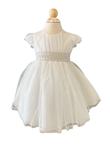 593015 BAPTISM DRESS IN TULLE PLUMETI AND LINEN