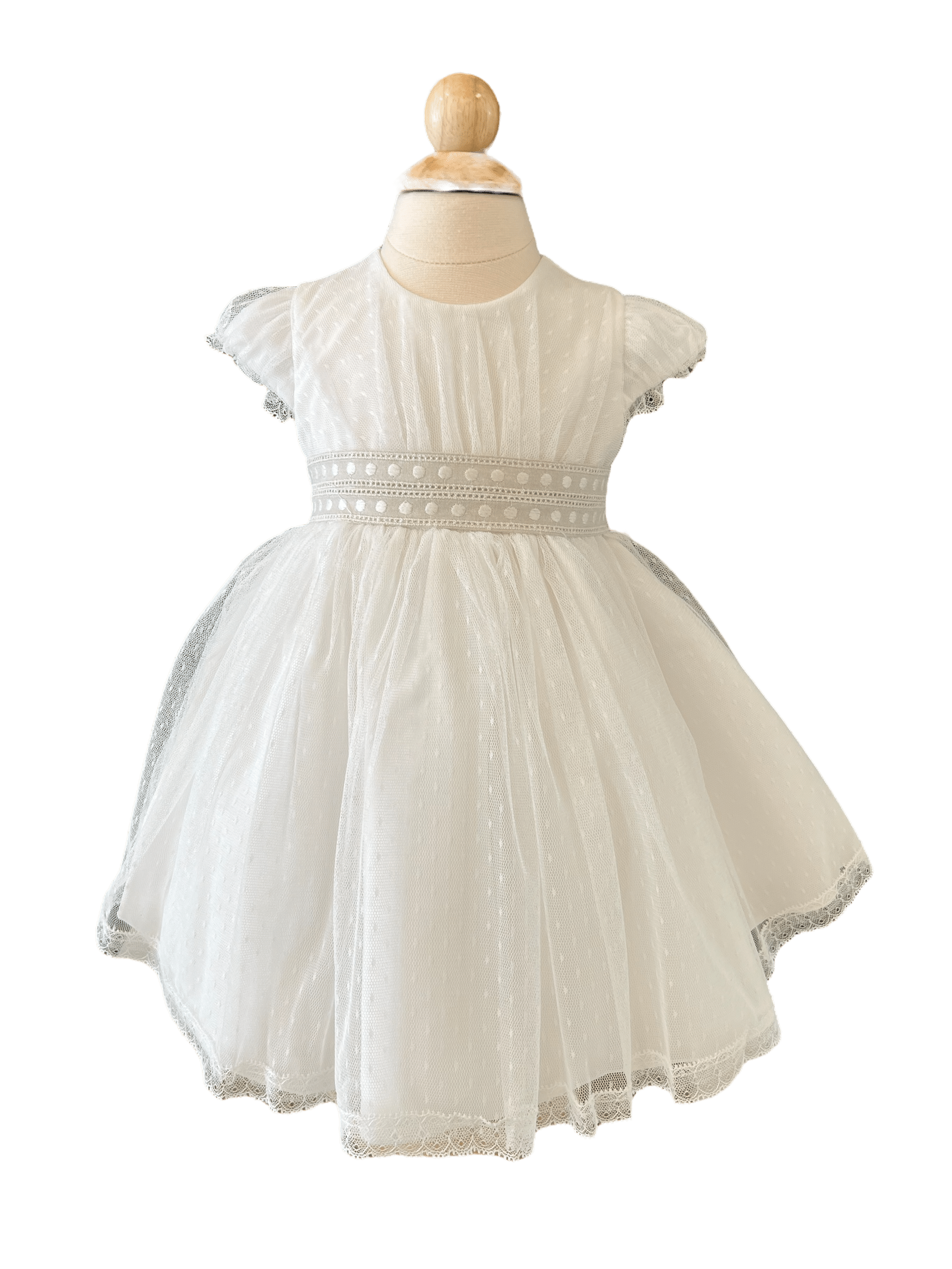 Plumeti Tulle And Linen Baptism Dress 18M / 1266 CRUDO TOSTADO