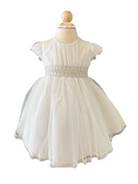 593015 BAPTISM DRESS IN TULLE PLUMETI AND LINEN