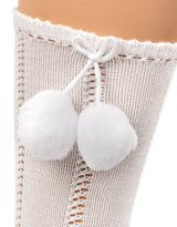 31960 High openwork socks with pompoms